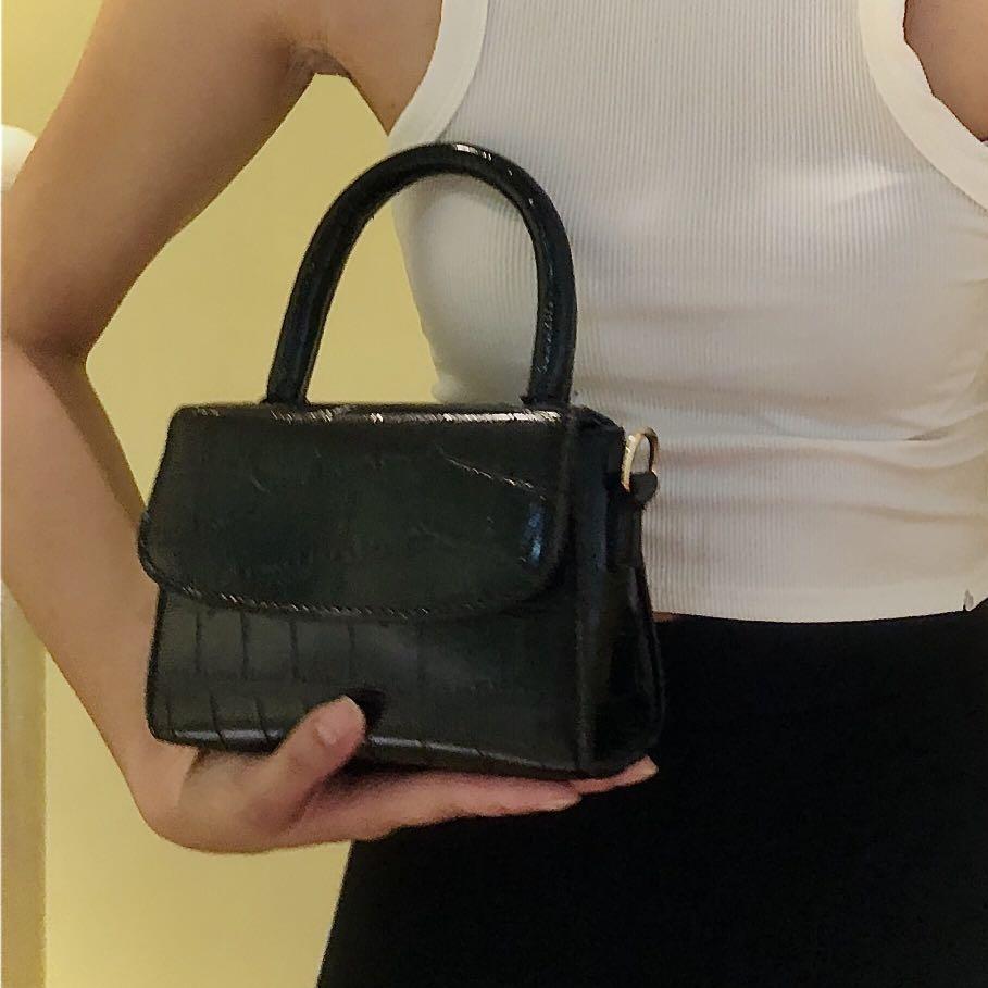 Black croc deals mini handbag