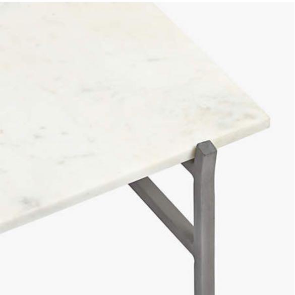 Crate & Barrel CB2 Small Slab Marble Coffee Table with Silver Base