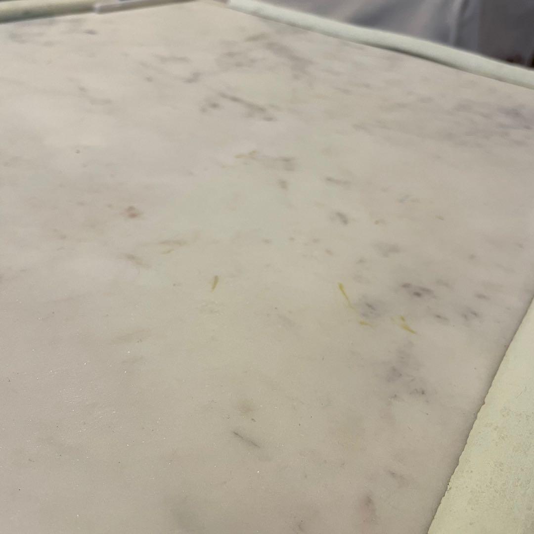 Crate & Barrel CB2 Small Slab Marble Coffee Table with Silver Base