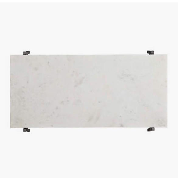 Crate & Barrel CB2 Small Slab Marble Coffee Table with Silver Base