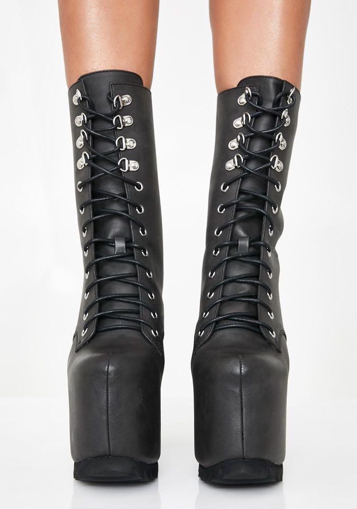 White and black shop platform boots