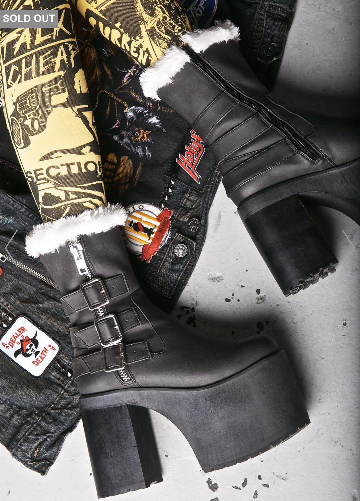 Current Mood Platform Boots in Black with Fur Women s Fashion Footwear Boots on Carousell