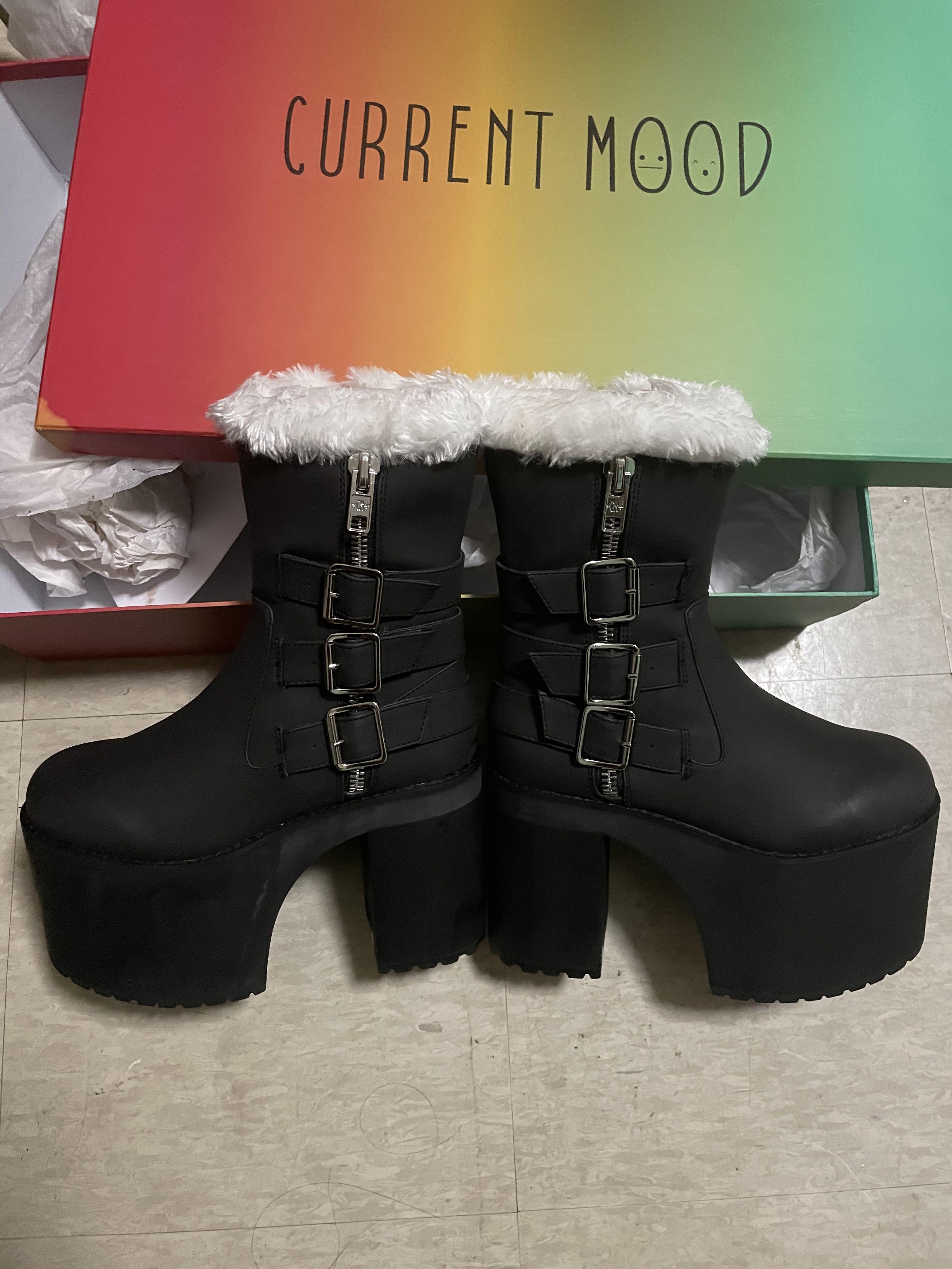 Current Mood Platform Boots in Black with Fur