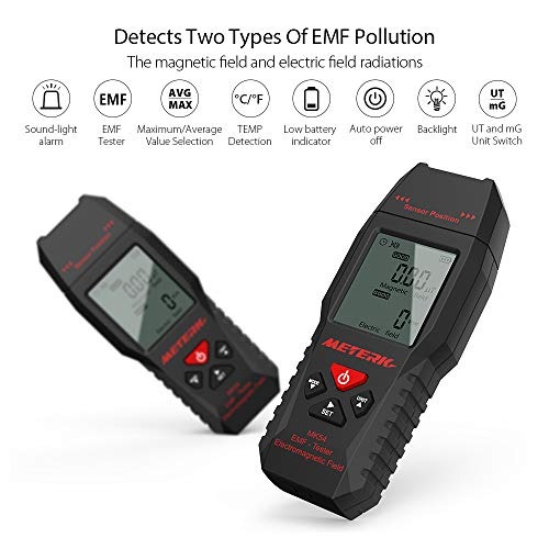 EMF Meter Meterk Electromagnetic Radiation Detector Digital LCD ...