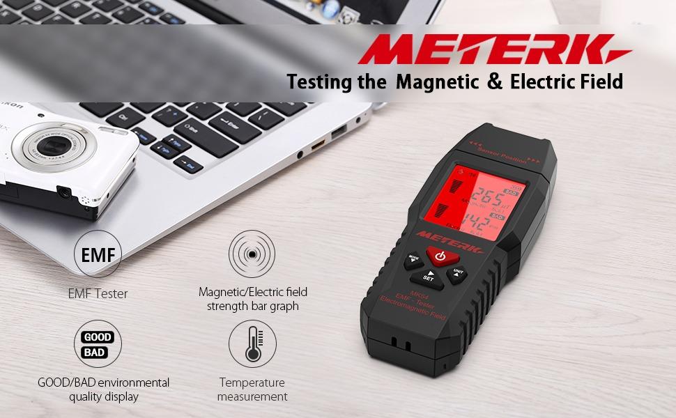 EMF Meter Meterk Electromagnetic Radiation Detector Digital LCD ...