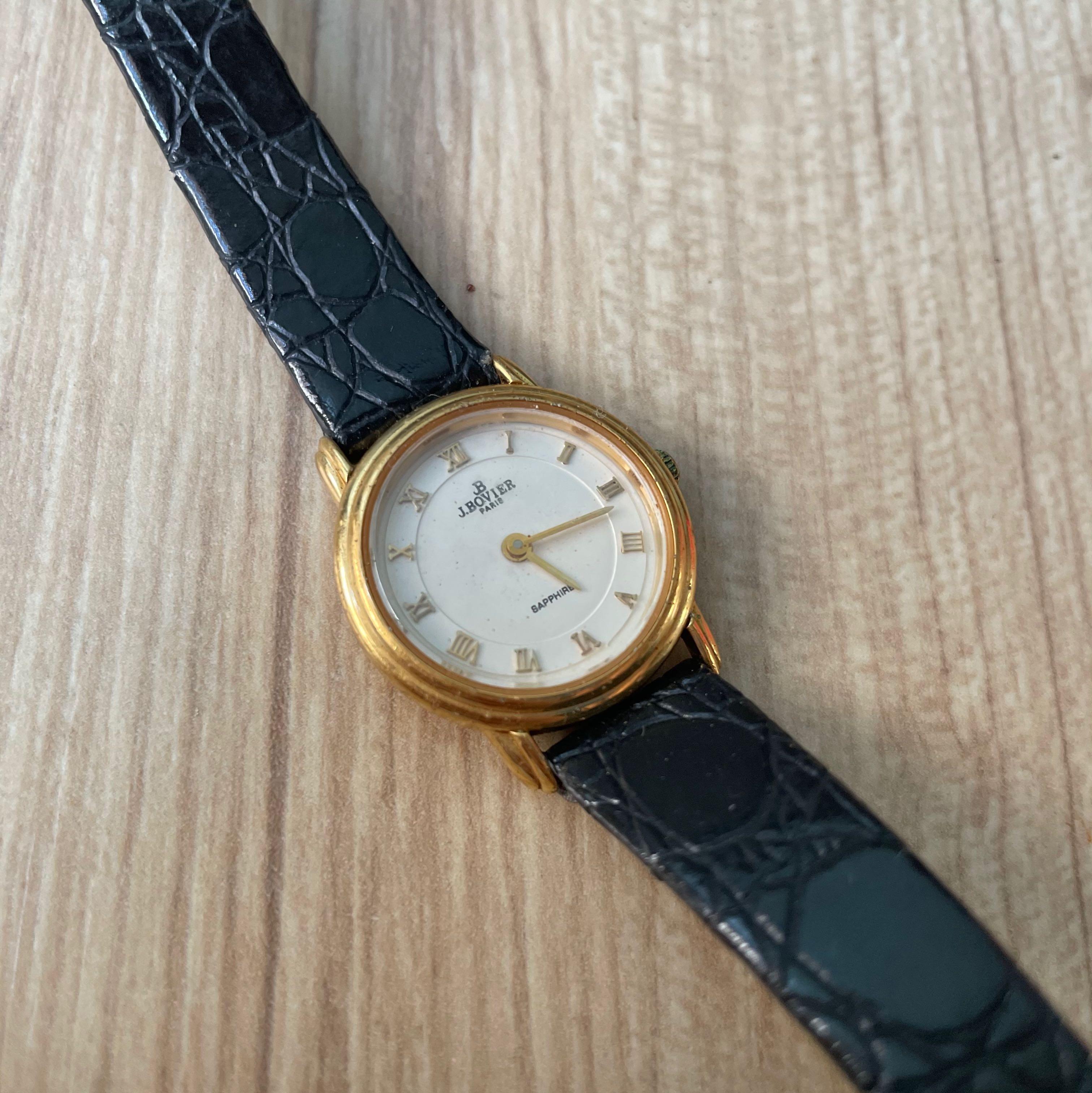 J Bovier 18k Gold Plated Vintage Watch, Women's Fashion, Watches