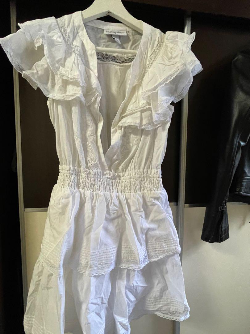 Loveshackfancy target Penelope double white ruffle dress, Women's Fashion, Tops, Sleeveless on