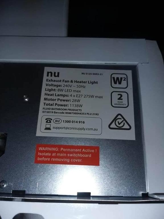 NU AUSTRALIA EXHAUST FAN HEATER AND LIGHT, Furniture u0026 Home Living, Lighting  u0026 Fans, Lighting on Carousell