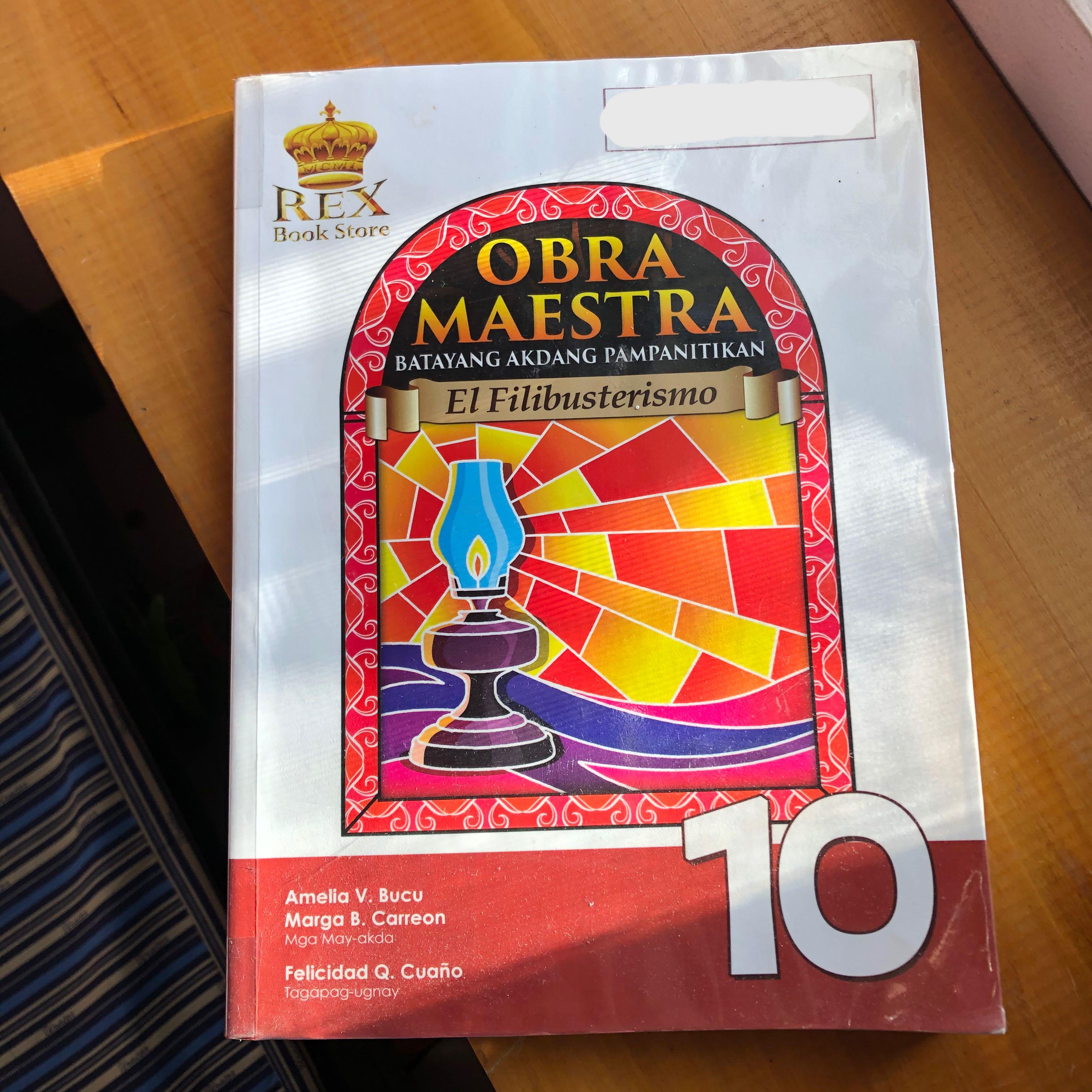 OBRA MAESTRA (El Filibusterismo) (Category: Textbooks) located in Paranaque City. Submitted by daechwi7a (Listing ID 1084079689, Image 1). Description: 8/10 condition, some pages are highlighted but overall, book is in excellent condition with no missing pages ! exercises/worksheets are unanswered MOP: GCash MOD: SDD/Gogoexpress.