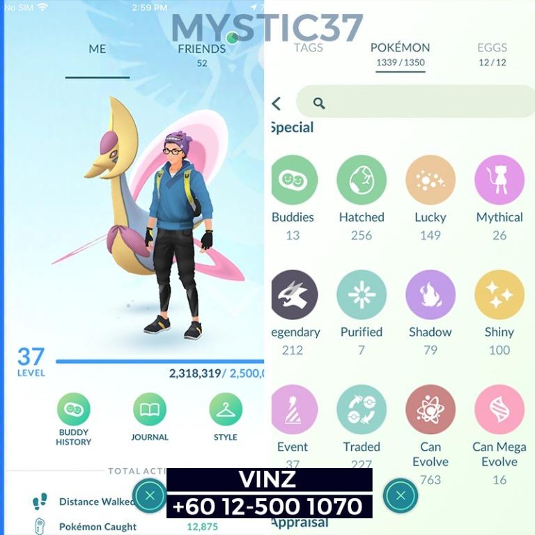 Pokemongo Pokemon Go Account Level 37 Team Mystic Shiny Meltan Shiny Psystrike Mewtwo Video Gaming Gaming Accessories On Carousell