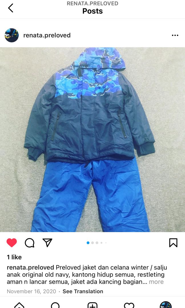 Preloved jaket n celana Winter anak