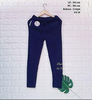 Real Pict NEW Celana Bahan Pensil Anti Begah Super Melar Kerja Kantor Kuliah Biru Dongker Navy