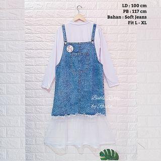 Real Pict NEW Overall Rok Jeans Tutu Biru Soft Jeans Blue Jeans Korean