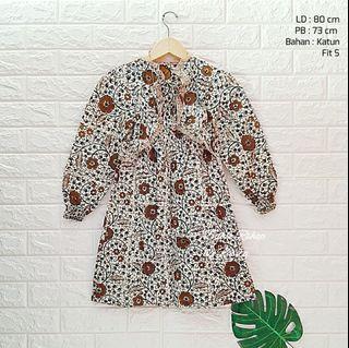 Real Pict Tunik Atasan Batik Cokelat Putih Preloved Second Good Quality