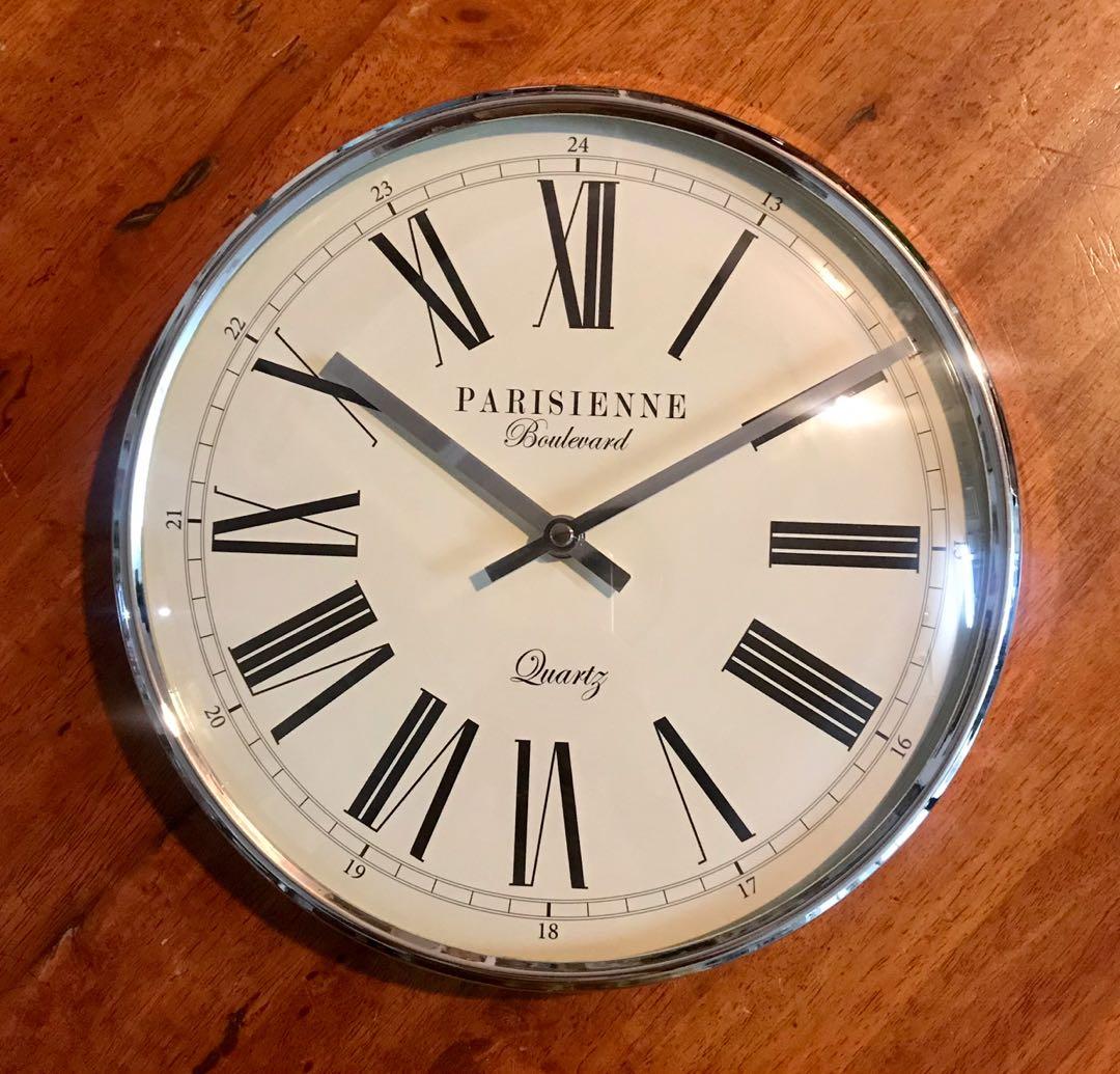 Sainsbury Home Silver Effect Roman Wall Clock Dome Glass 29cm