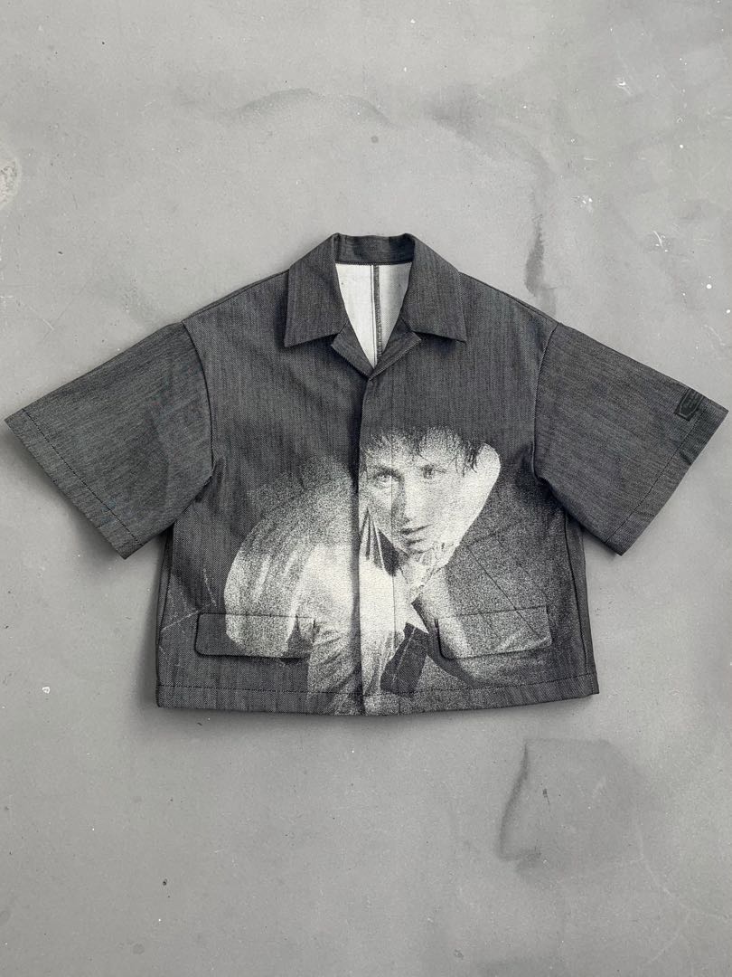 SS Undercover Cindy Sherman Camp Collar Printed Denim Shirt