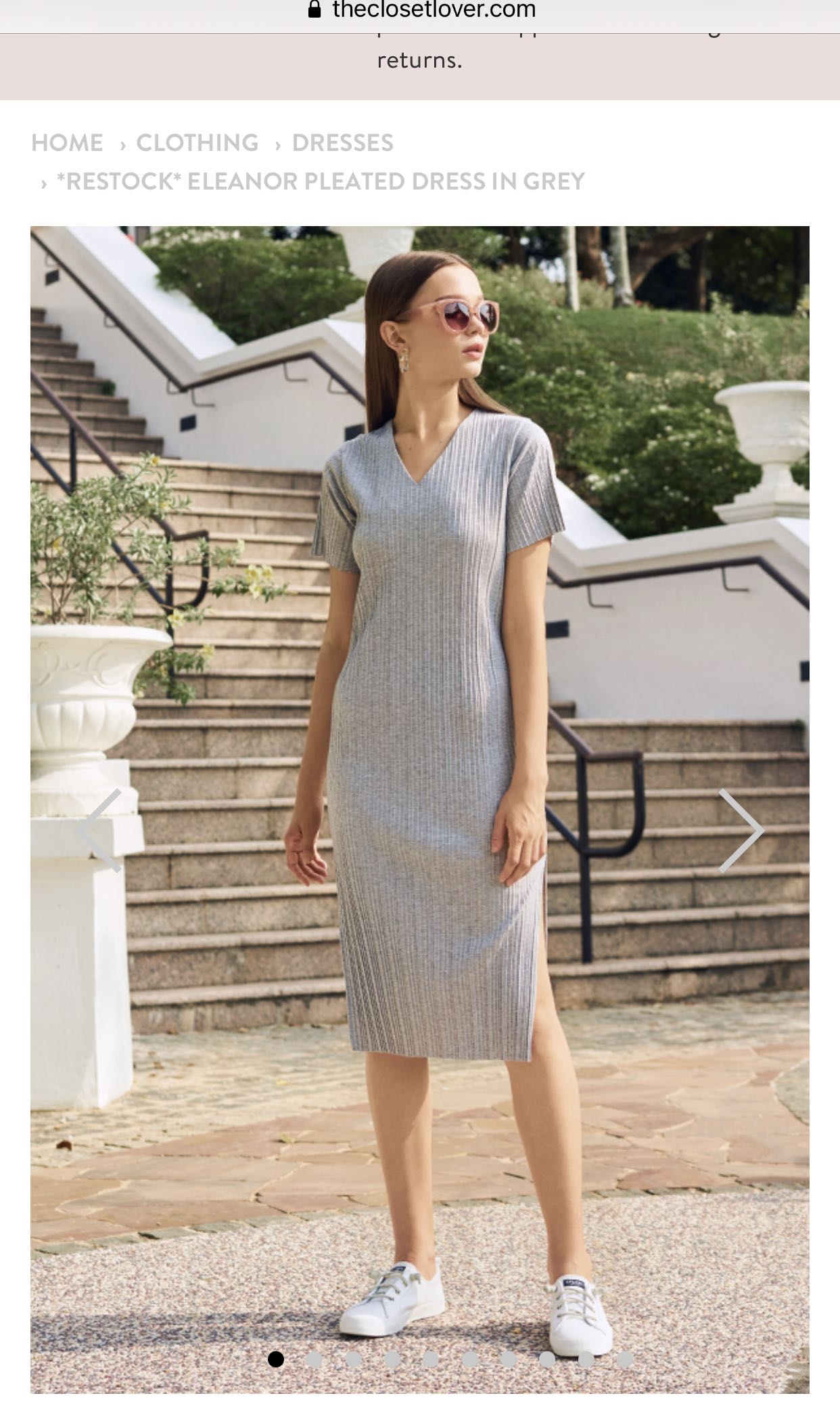TCL ELEANOR PLEATED DRESS IN GREY (S), Women's Fashion, Dresses u0026 Sets,  Dresses on Carousell