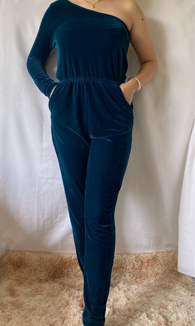 VENUS BLUE VELVET JUMPSUIT, Women's 
