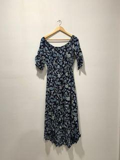 Zalora Floral Maxi Dress in Navy Blue