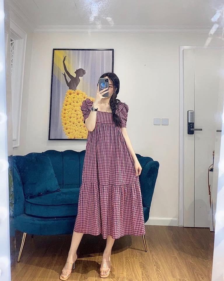 checked midi dress zara PLAID STRAPPY MIDI DRESS - Yellow