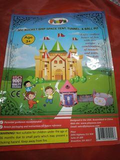 3 pc Rocket Ship Space Tent , Tunnel & Ball Pit