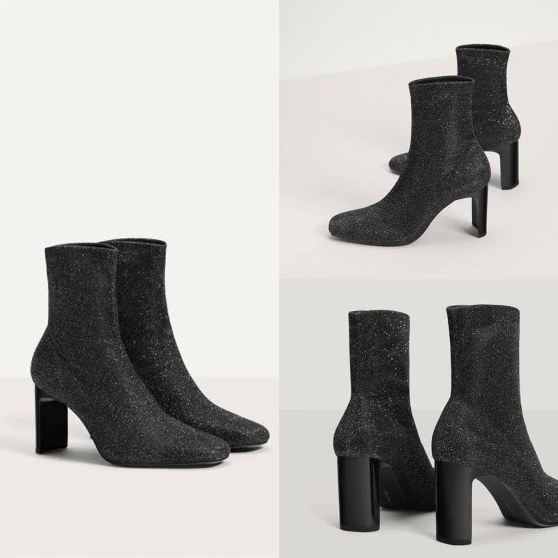BERSHKA glitter sock boots