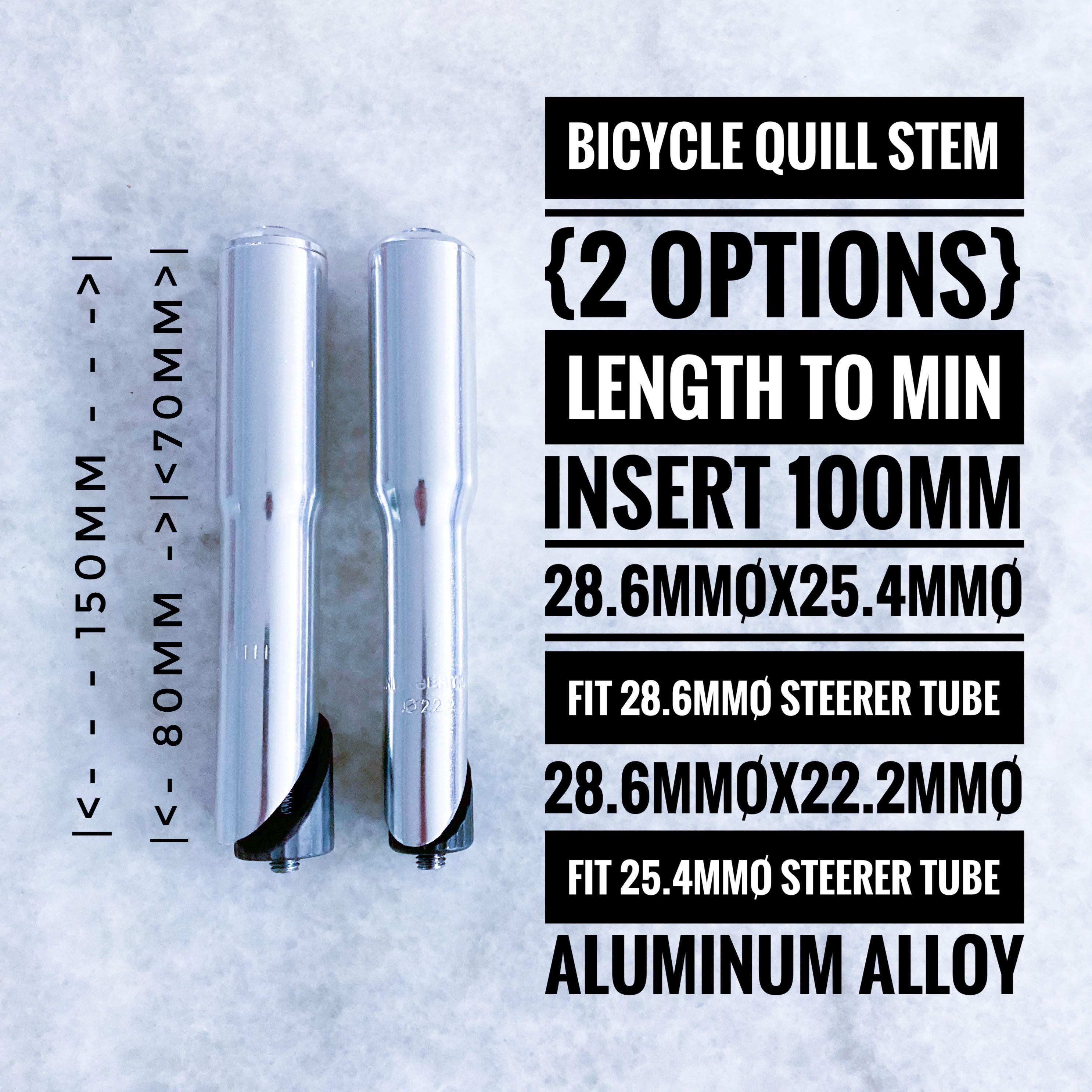 Bike quill sales stem sizes