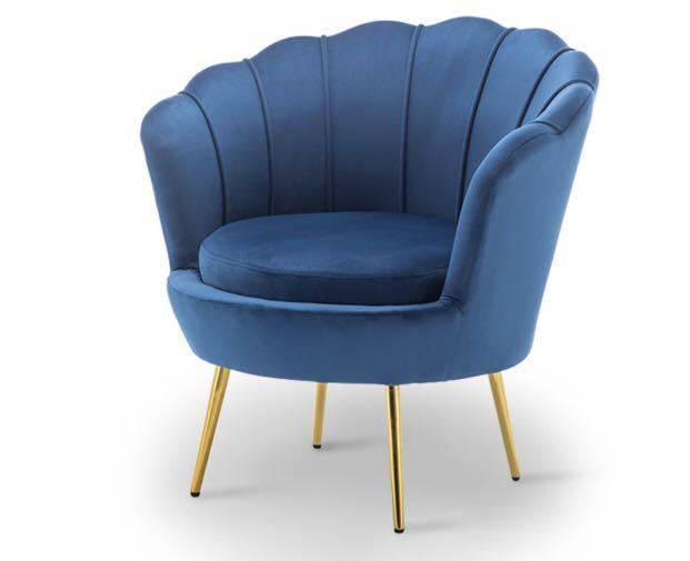 Blue Velvet Single Seater Sofa Chair