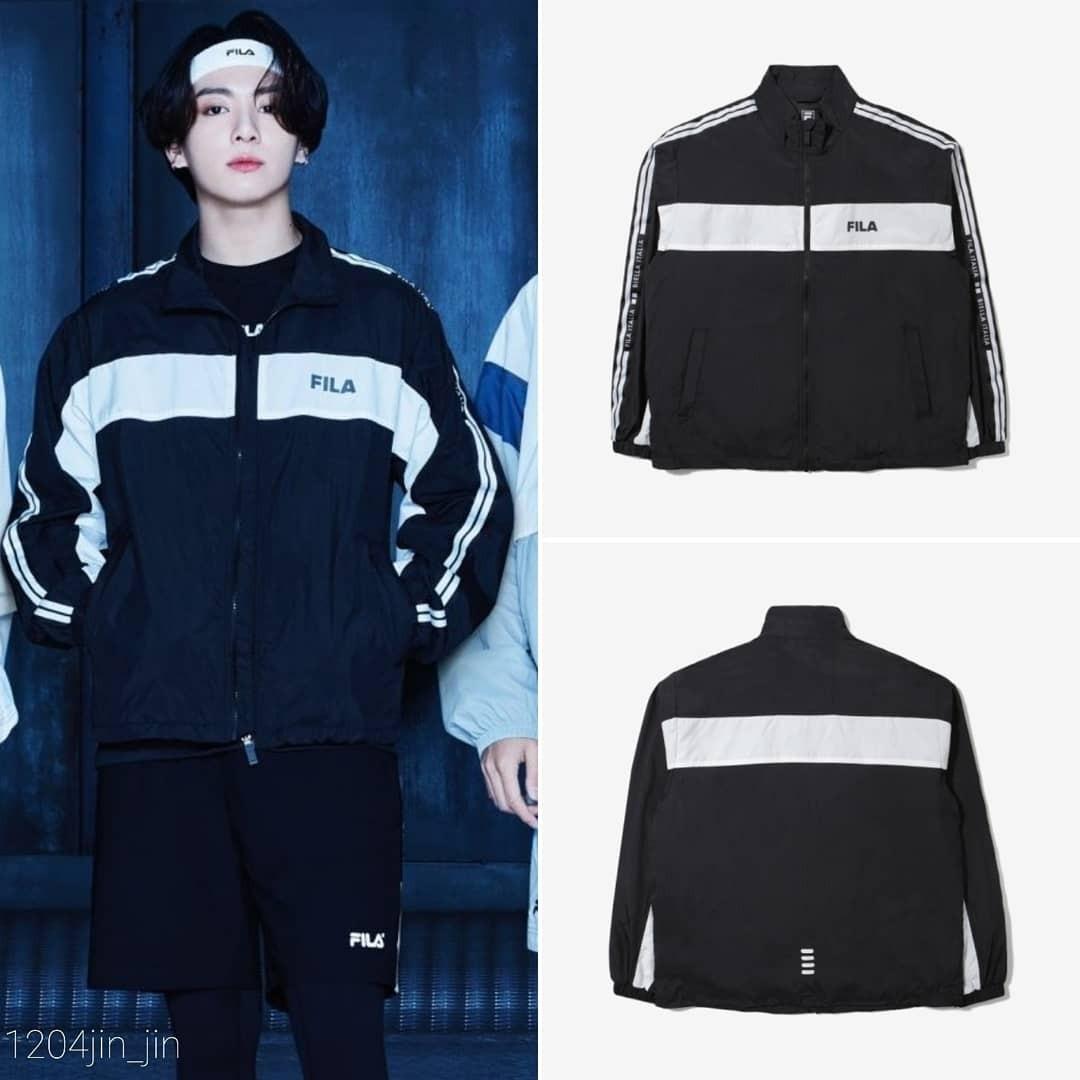 Hoodie Bts Fila Sweatshirt Windbreaker Fila Sweater Bts Fleece