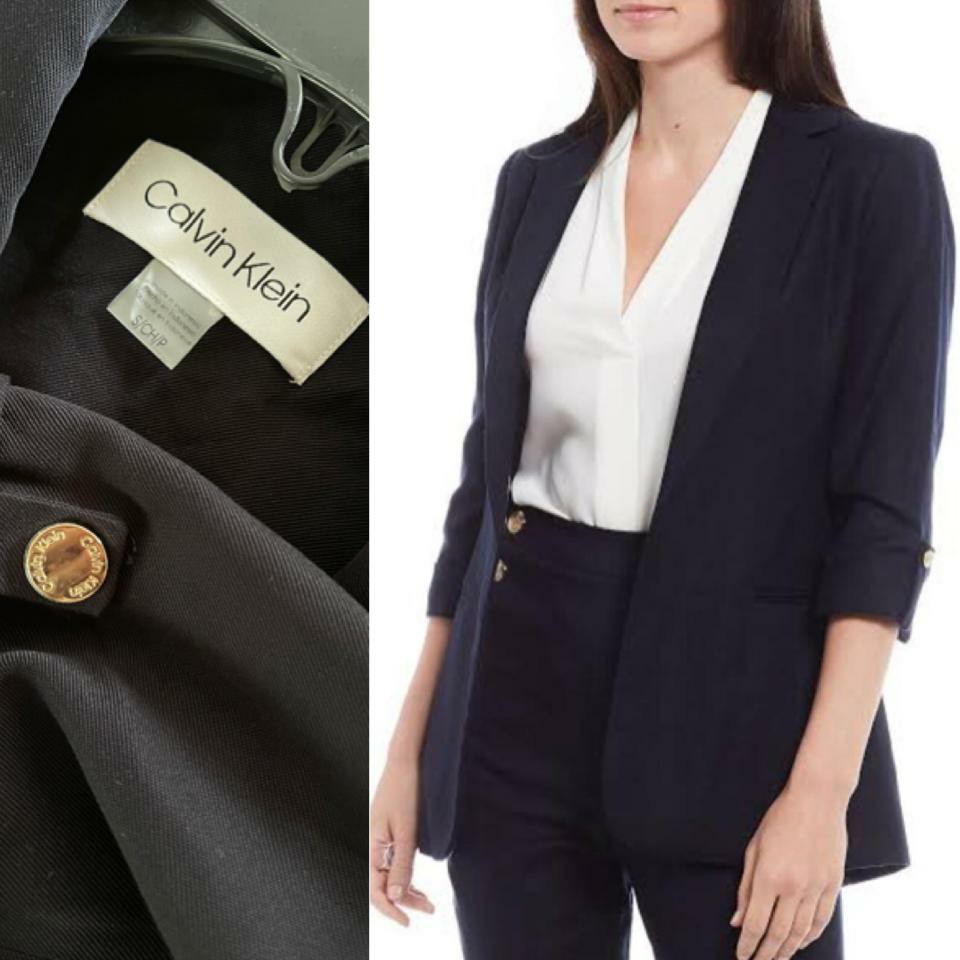 Calvin Klein blazer navy, Fesyen Wanita, Pakaian Wanita, Baju Luaran di  Carousell