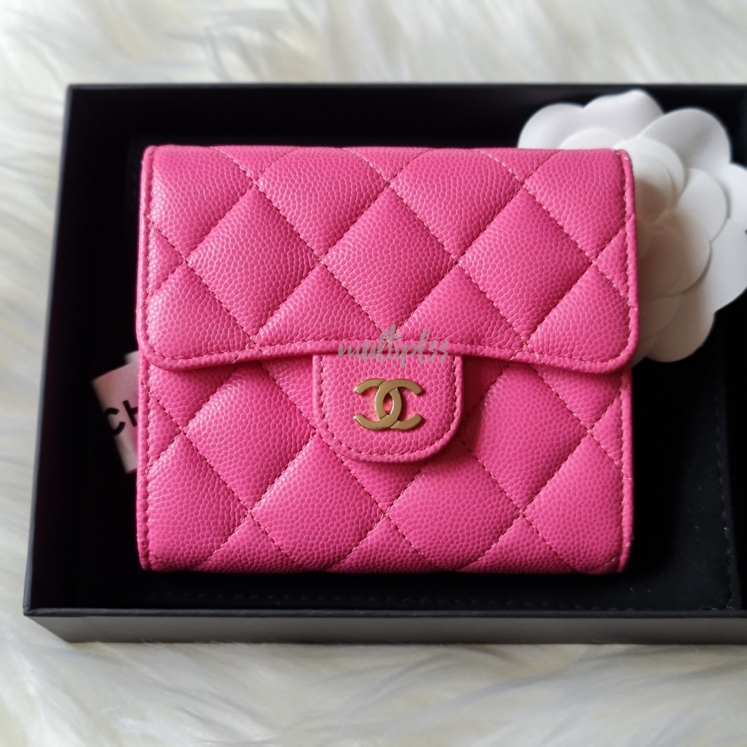 chanel pink wallet small new