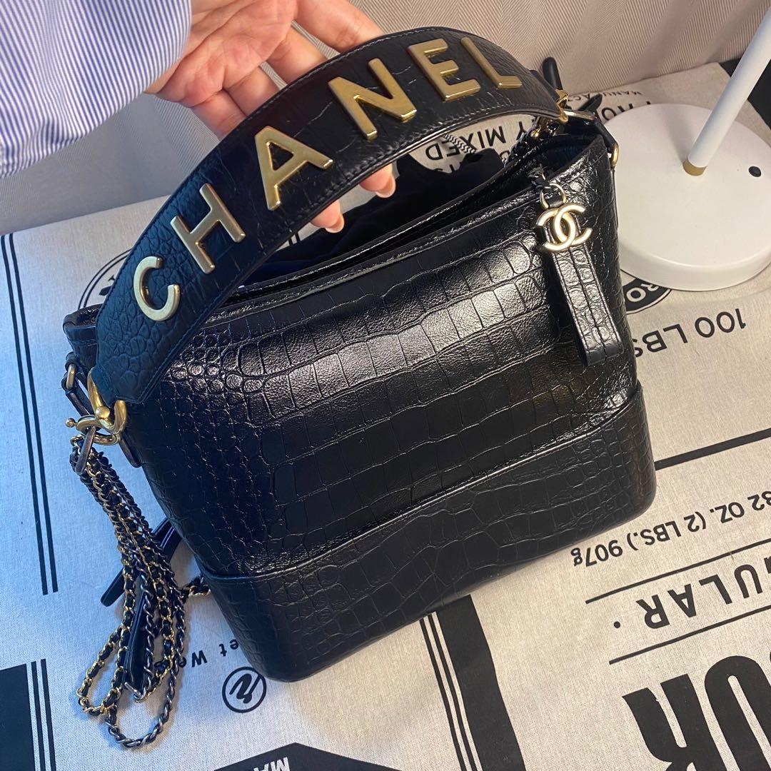 Authentic Chanel Croc Embossed Leather Small Gabrielle Hobo Bag with Logo  Strap Luxury Bags  Wallets on Carousell