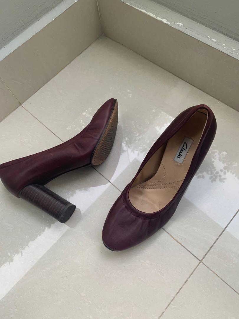 Clarks burgundy heels new arrivals