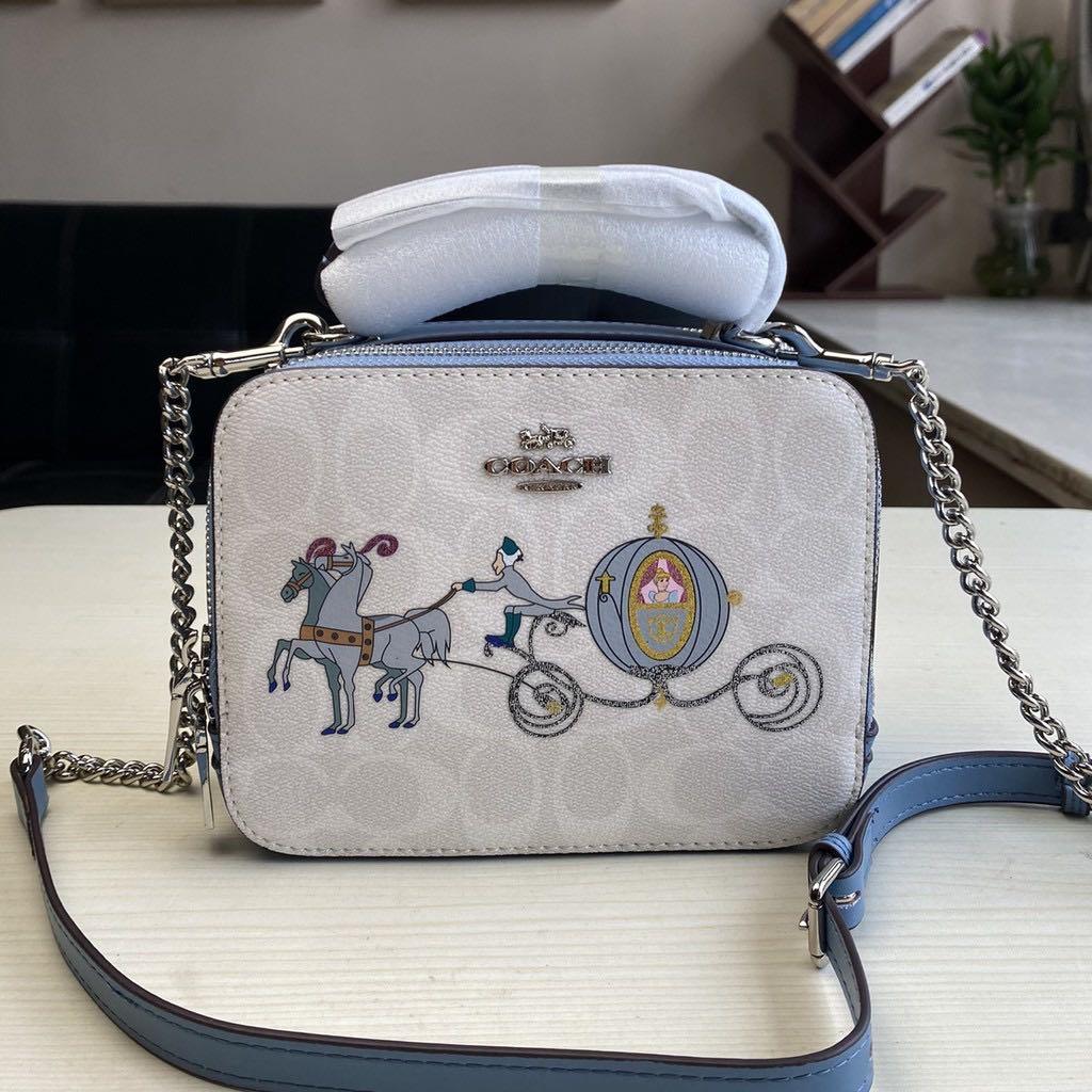 Disney X Coach Box Crossbody Signature Canvas Cinderella