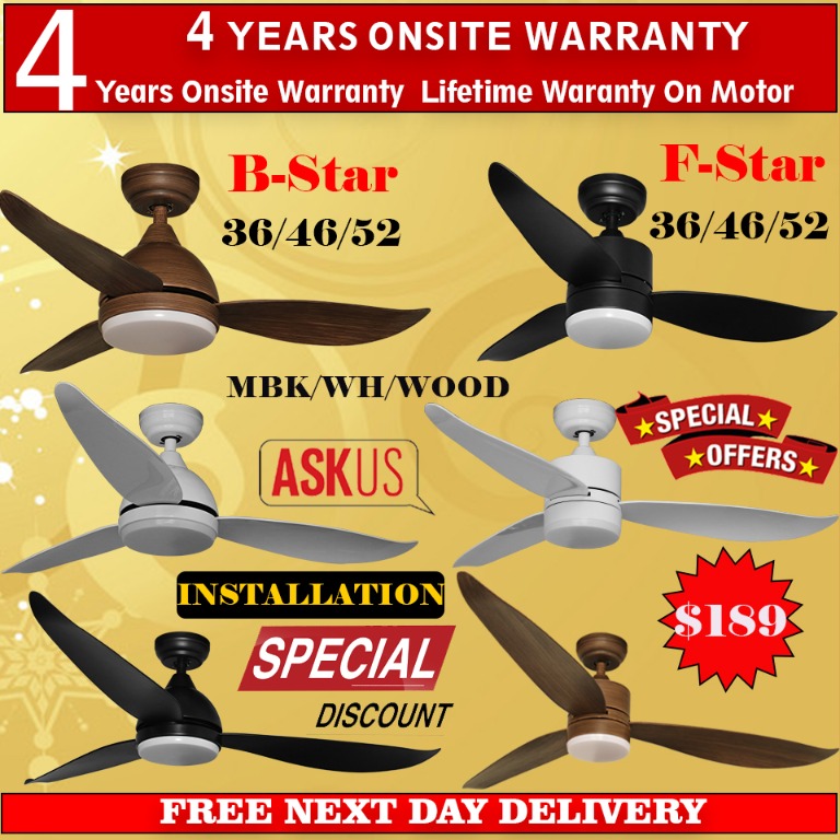 (Installation Promotion) Fanco Ceiling fan Bstar bstar 4 years