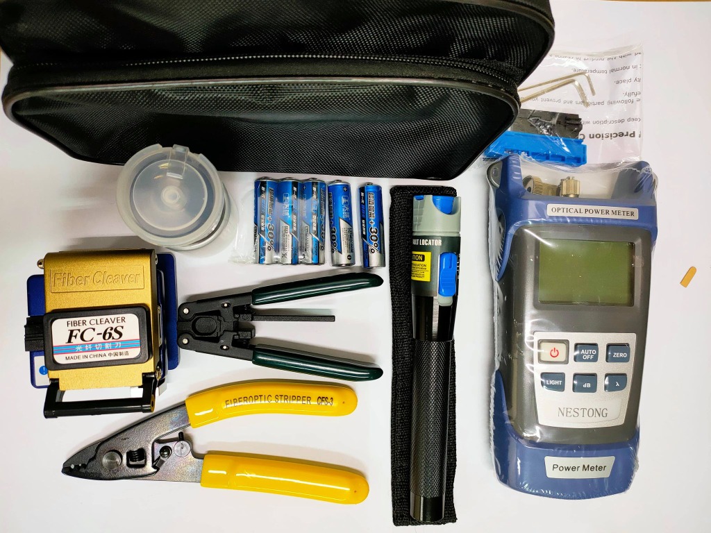 Fiber Optic Tool Kit 12pcs FC6S Fiber Cleaver Optical Power Meter 5