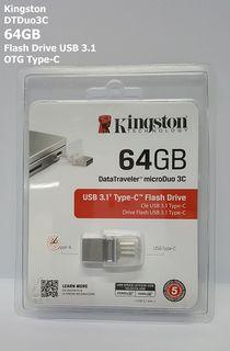 Kingston 64GB DTDuo3C OTG Data Traveler  USB 3.1  Flash Drive