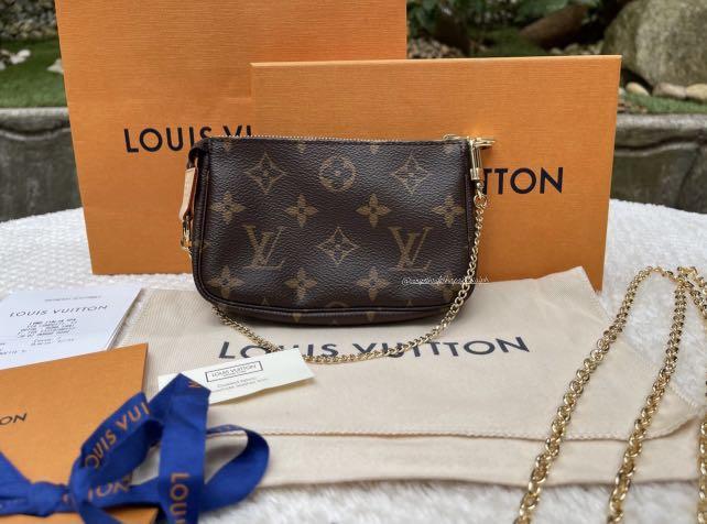 Louis Vuitton Monogram Mini Pochette with Crossbody Strap & Chain
