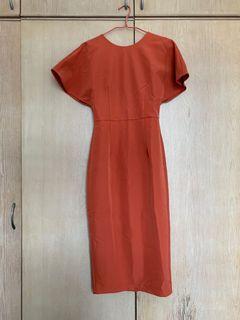 BRAND NEW Love Bonito Dark Orange Short Sleeve Midi Dress