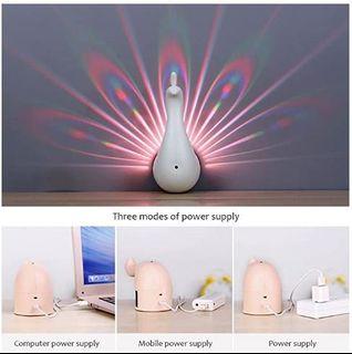 Peacock Shape LED Light Projector Remote Controlled  Wall Lamp Night Light Led Sleep Soother Modern 