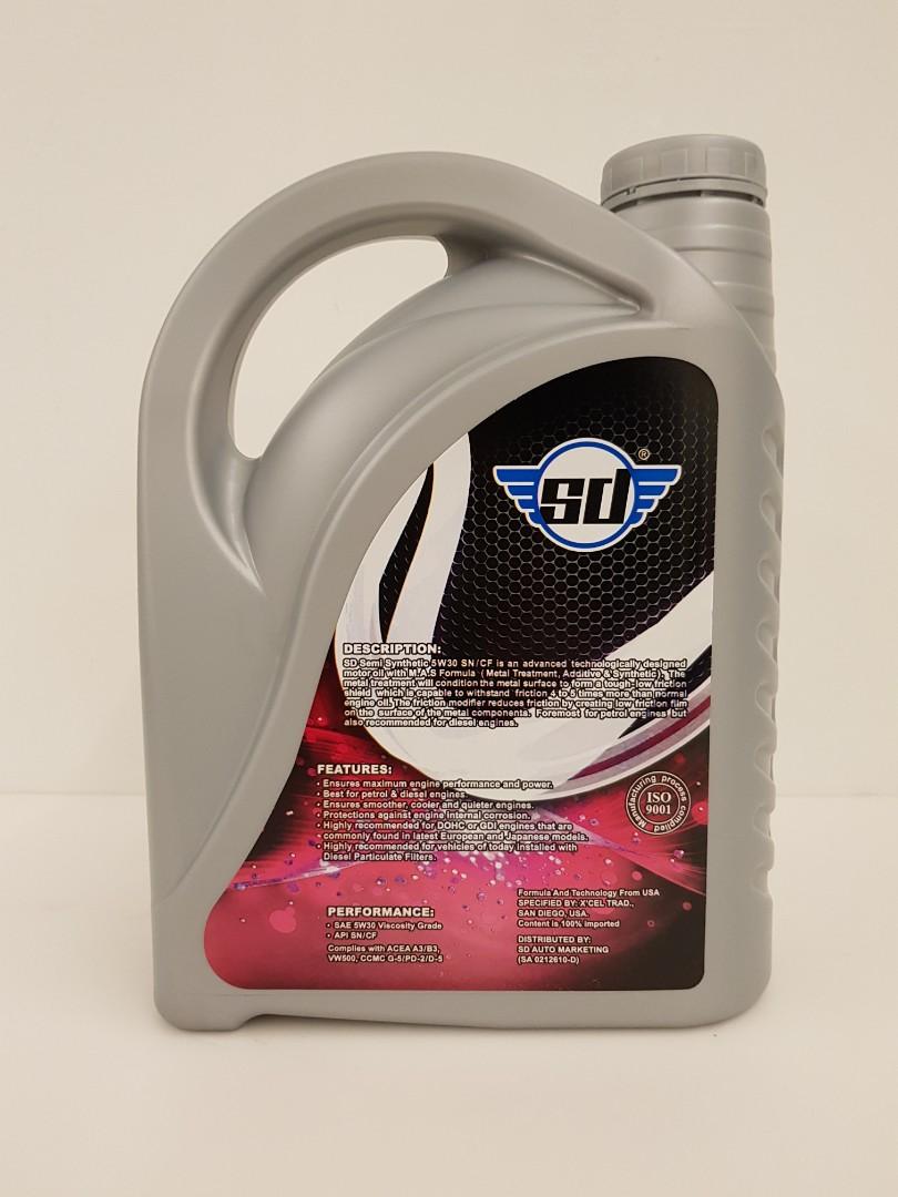SD Engine Oil 5W30 and 10W40 SN/CF c/w Engine Flush, Auto Accessories on Carousell