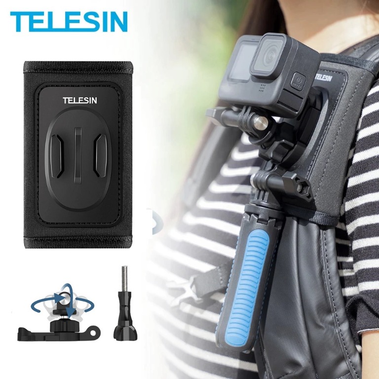 TELESIN 360 ° Rotation Magnetic Backpack Clip Clamp Mount pour GoPro  Insta360 DJI et