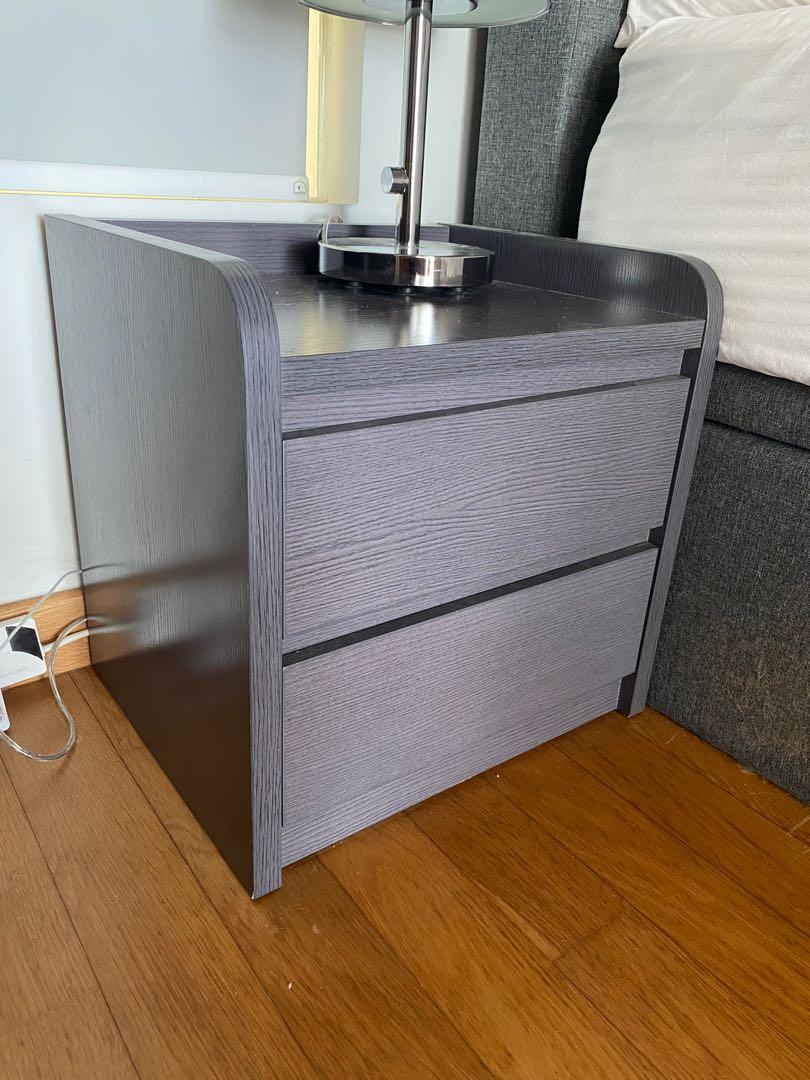 Used Bedside Office Table with Drawers in Brown Grey, Furniture & Home