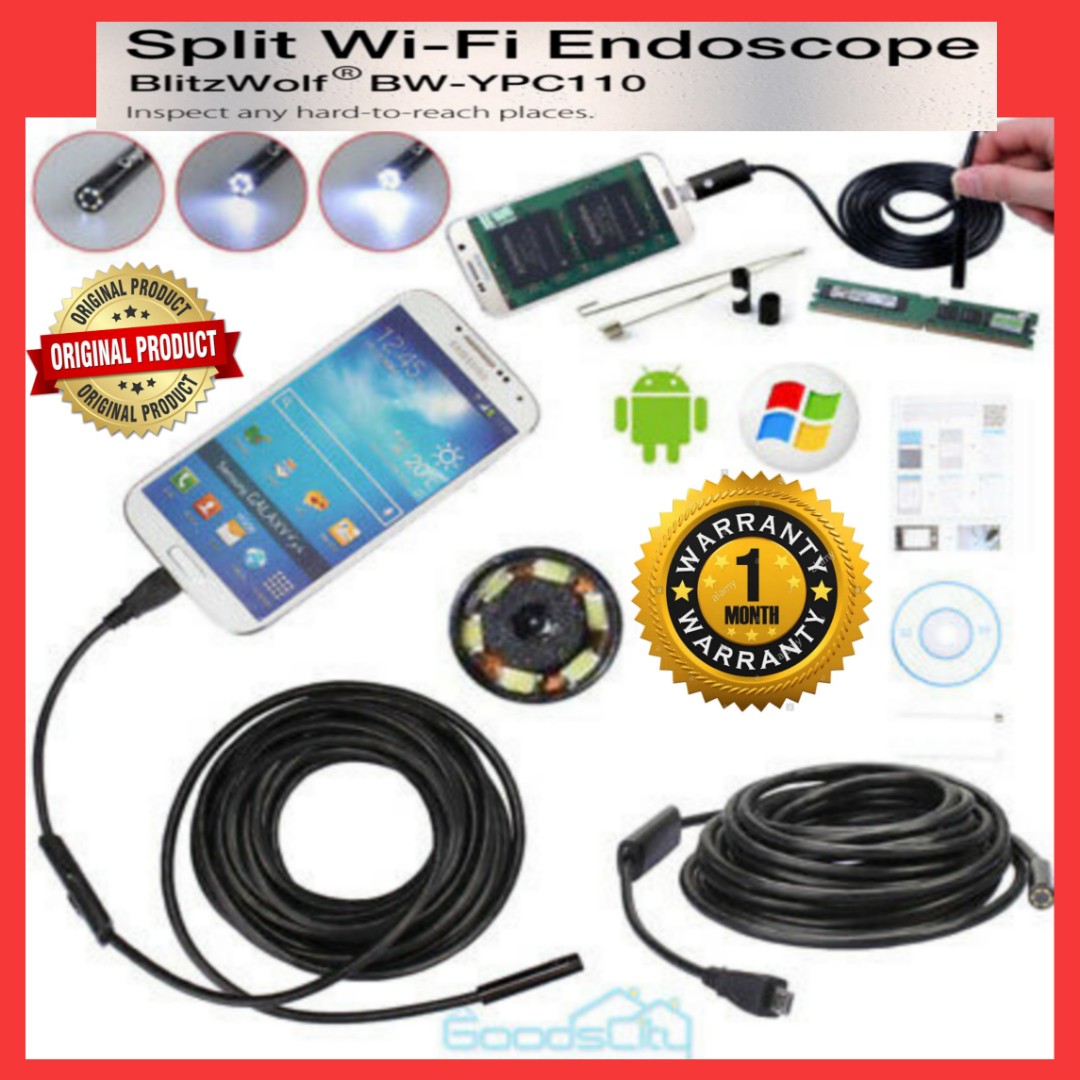 WiFi Endoscope Camera YPC110 8MM 8LEDs 1200P 2.0MP Industrial Inspection Borescope, Mobile