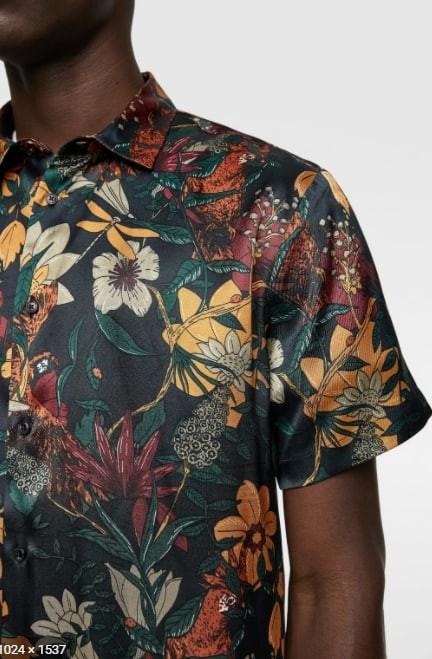 zara printed shirt with a satin finish