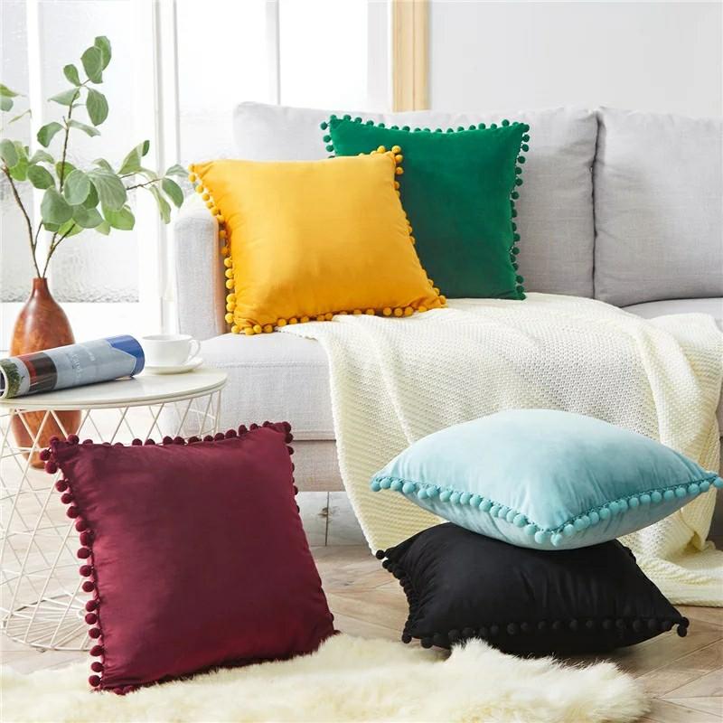 2pcs/set Corduroy Pillow Case Sofa Car Waist Throw Cushion Cover Home Decoration 