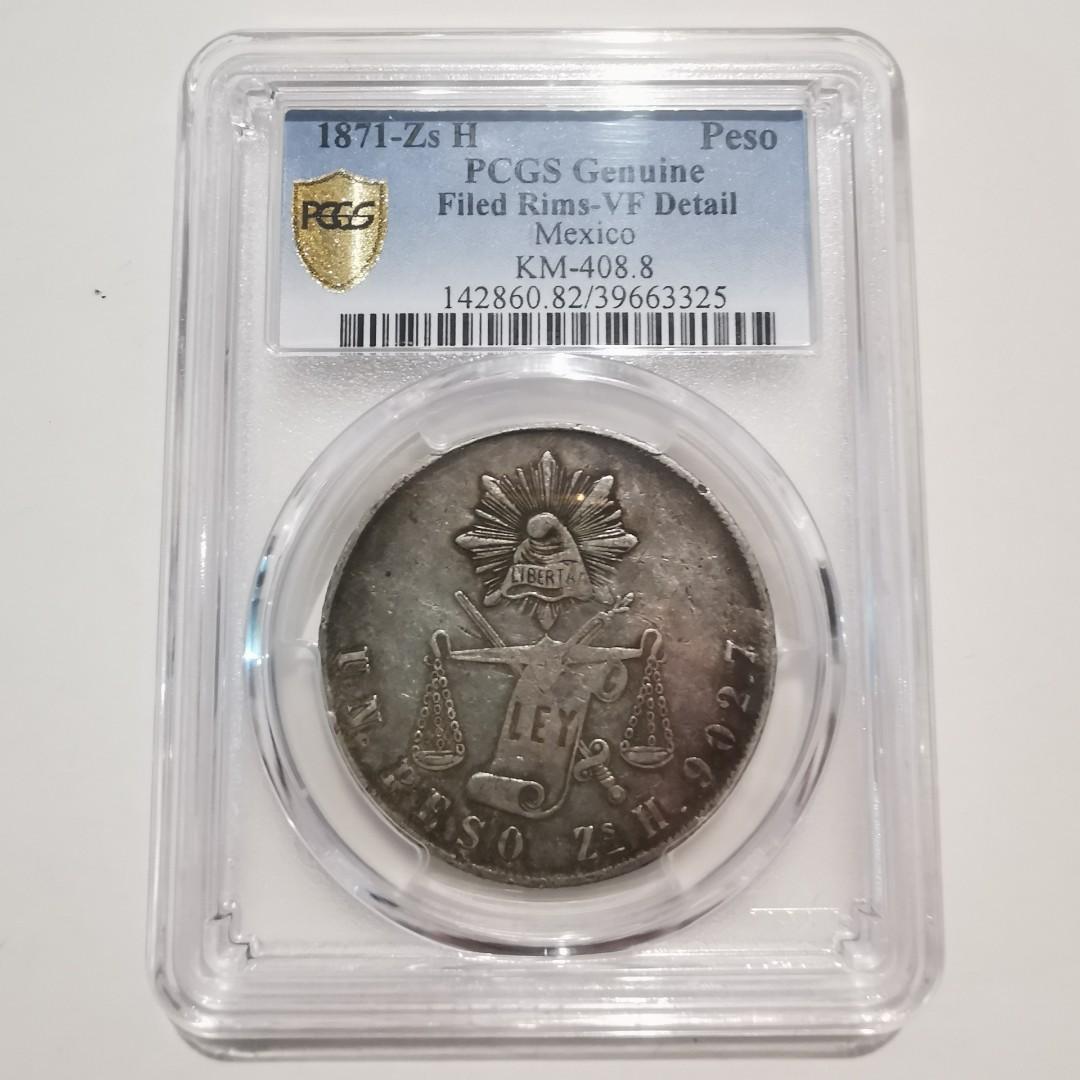 罕有入盒老銀1871年Zs H墨西哥披索銀幣Mexico Peso PCGS VF Detail, 興趣及遊戲, 收藏品及紀念品, 錢幣-  Carousell