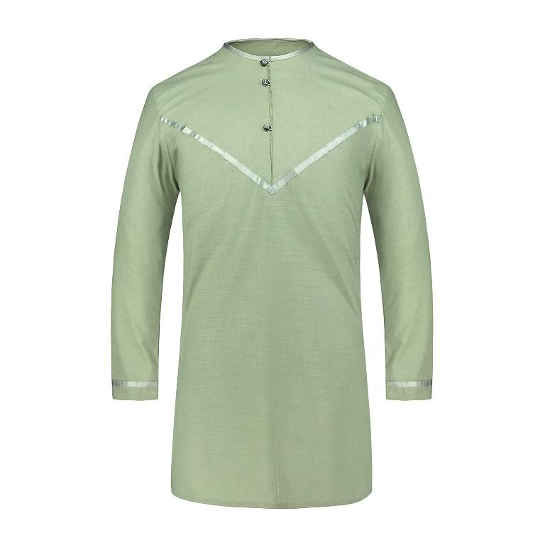 Premium Emirati Kurta Sage Green Linen By Toobaa Tags Designer Fashion Modern Sunnah Muslimah Muslim Lelaki Baju Raya Hijau Green Men S Fashion Tops Sets Formal Shirts On Carousell