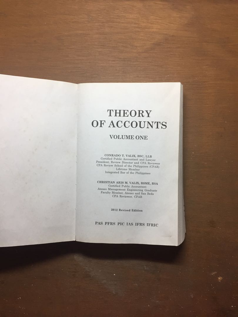 Accounting Book Theory of Accounts (Vol 1) by Conrado Valix, Christian