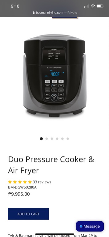 Baumann air fryer shop and pressure cooker